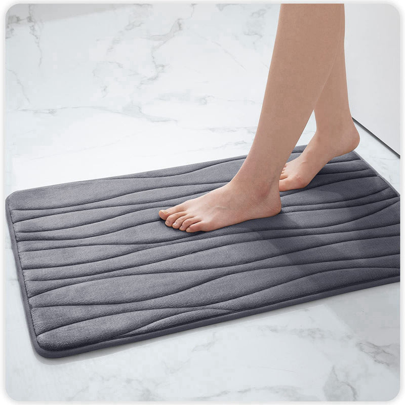 Wavy Striped Memory Foam Bath Mat - Raydin