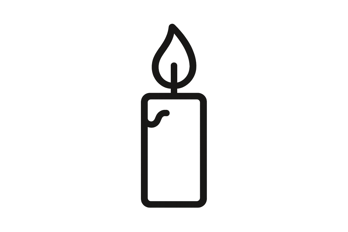 candle icon, black and white