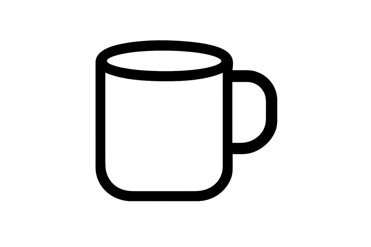 cup or mug, black and white icon image
