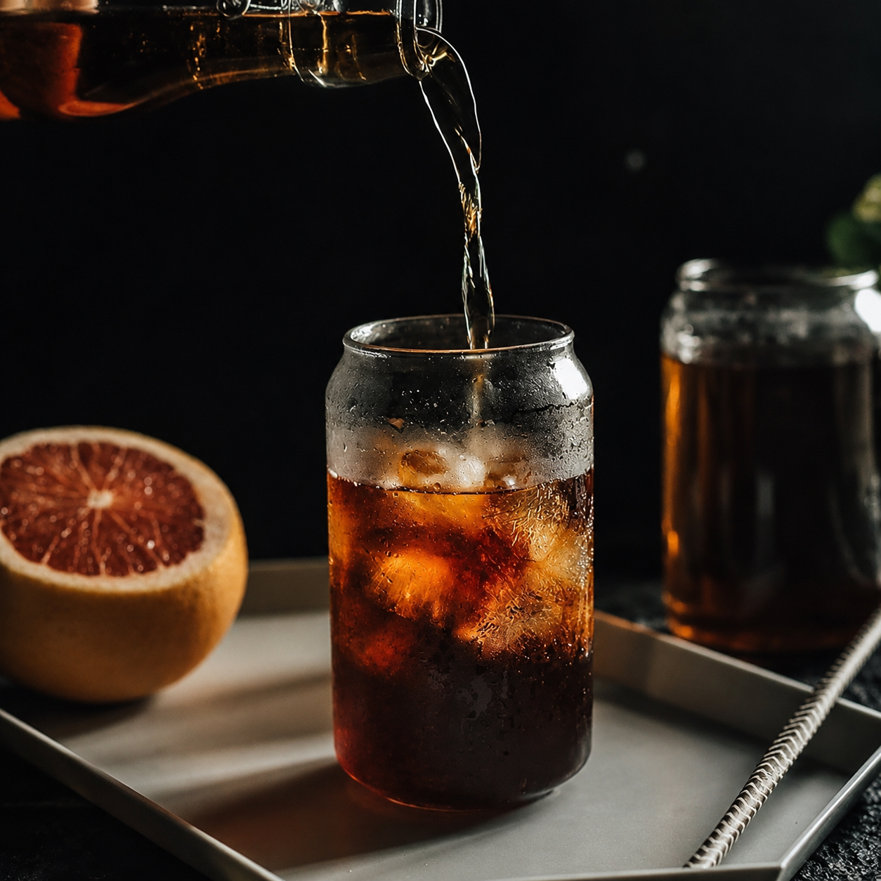 Tasses en verre avec pailles et couvercles transparents