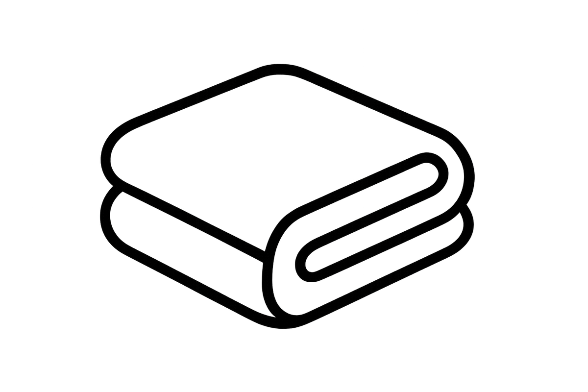 outline of a blanket, in black and white, icon image